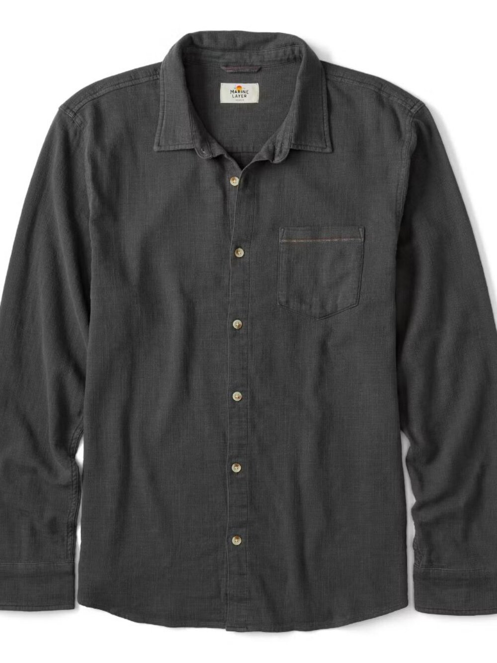 Marine Layer Washed Black Stretch Long Sleeve Button Up Shirt Size: M